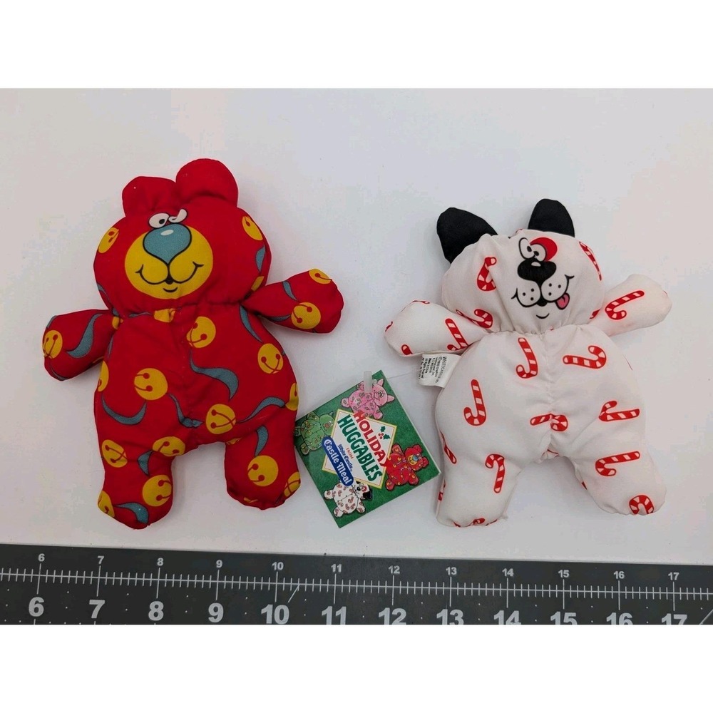 White Castle Holiday Huggables Candy Canine Teddy Bells Bear Plush Lot 5.5 Inch